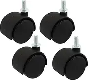 [Unknown] Tool Parts 4 Pcs 8mm Male Thread 1.5" Wheel Rotatable Swivel Caster Black for Luggage Case
