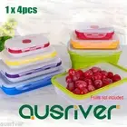 Eco-friendly Silicone Four Size Collapsible Folding Lunch Boxes Food Containers