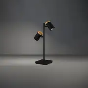 Cartagena Table Lamp 2 Lights Black Steel Brown Wood - 390069N