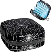 Period Bag,Sanitary Napkin Storage Bag,Black Background Spider Web,Tampon Bag for Purse