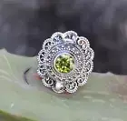 Silver Plated Poison Ring For Women & Girl With Natural Peridot Gemstone P78