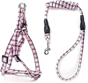 Dog Harness Leash Set for Small Medium Dogs Adjustable Puppy Cat Harness Vest French Bulldog Pug Outdoor Walking Lead Leash (B Purple,S for 2.5-7.5kg)