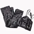House Of Harlow 1960 2 pc Sequin Halter Top cropped Pants Set XS Black NEW
