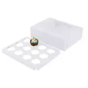Cupcake Boxes Bakery Cake Carrier,15 Pieces White Cupcake Boxes 12 Holders St...