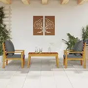 3 Piece Garden Lounge Set with Cushions Solid Wood Acacia Patio Bar Sets