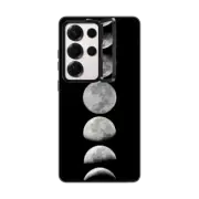 Galaxy S25 Ultra Impact Ring Stand Case Moon phases. Black and white case