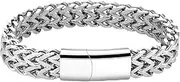 [FASHGOOD] Silver Bracelets for Men Stainless Steel Curb Cuban Chain Bracelets Wrist Bracelet for Men 12mm Width Bracelet 18/19/20/21/22/23CM