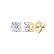 10k Yellow Gold Round Diamond Solitaire Stud Earrings 1/10 Cttw