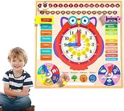 Teaching Clock – Owl Type Learning Clock | Teaching Demonstration Clocks | 7-in-1 Multi-Function Calendar | Weather Cognitive Time Learning Toy for Early Education and Classroom Activities