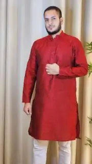 Mens Silk Kurta in Maroon