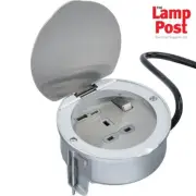 Knightsbridge SKR3 Recess Switched Socket & Dual USB A+C Charger St Steel/Black
