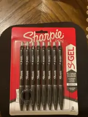 SHARPIE 2096139 S-Gel Retractable Gel Pen 0.7mm, Medium Point, Black Ink, 8/Pack