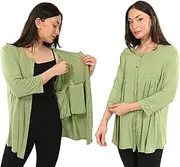 [Inspired Comforts] Women's Mastectomy Recovery Front Open Snap Shirt with Drain Pockets