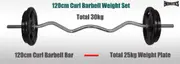 30kg Ez Grip Curl Barbell Weight Set - 120cm Curl Bar + 25kg Iron Weight Plates