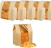 Paper Bread Bags - 30 Pack - Homemade Bread Storage Bags with Clear Window Includes Label Seal Stickers -Bakery Packaging Bags for Cookies, Bread,Paper Bakery Bag for Baked Food Packaging Storage