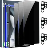 [Ferilinso] 4 Pack Privacy Screen Protector for Samsung Galaxy S24 Ultra with 4 Pack Tempered Glass Camera Lens Protector Phone Case Friendly Accessories Protector de Pantalla for Samsung S24 Ultra