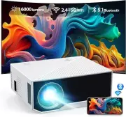 Smart Projector with Wi-Fi & Bluetooth, 1080P HD, 12000 Lumens, Cooleve GC06