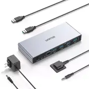 Unitek KVM Switch, 1 Monitor 2 Computers, USB 3.0 and DisplayPort (DP) Inputs