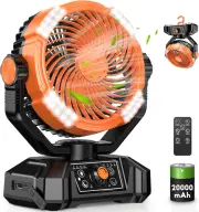 Zmirne Portable Camping Fan with LED Lantern, 20000mAh Rechargeable Fan