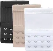 [Generic] Women’s 4 - Hook Soft, Comfortable and Stretchy Bra Extenders Set of 3 Pieces (Black, White, Beige)