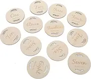 JOINPAYA 12 Pack Baby Milestone Cards Wooden Monthly Milestone Photo Cards Milestone Growth Cards for Newborn's Milestone Journey