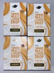 Dove Plant Milk Cleansing Bar, Turmeric Milk & Lemon Drop 5oz Lot Of 4