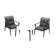 Livsip Outdoor Patio Set 3pc Lounge Sets 70CM White Marble Table Rattan Chairs
