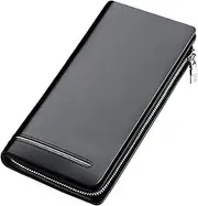 [STBTOO] Men Wallet Long Card Holder Male Purse Zipper Large Capacity Men Cowhide Multifunctional Zip Wallet, One Color, One Size