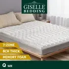 Giselle Bedding Memory Foam Topper 8cm Queen Mattress 7-Zone Airflow Pad White