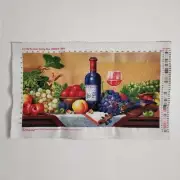 Hand Embroidered Fruit Banquet Needlepoint Stitched Canvas Tapestry Handmade