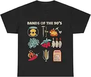 [Generic] Retro Popular Music Bands of The 90s Rock Funny Vintage T-Shirt for Adults Crew Neck Short Sleeve Tee Shirt