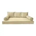 COVER ONLY-S3 Outdoor Daybed Mattress Bolster Pillow Contrast Trim Queen AD103