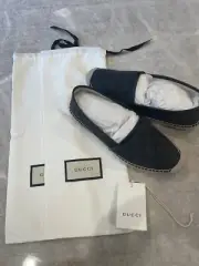 AUTHENTIC GUCCI WOMEN’S BLACK SUEDE GUCCISSIMA ESPADRILLES SIZE 8 WORN ONCE