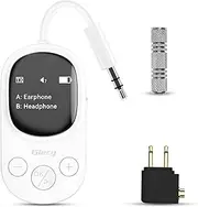 Giecy Airplane Bluetooth 5.3 Adapter Transmitter Receiver for Airpods or Headphones, Supports Dual Pairings, Wireless 3.5mm AUX Jack Audio Transmitter Bluetooth Adapter for Planes, TV, Car
