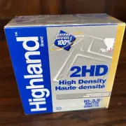 Highland 3.5" IBM 2HD High Density Diskettes 10 Floppy Disks New
