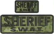 Sheriff SWAT embroidery patch 3x9 and 2x5 hook on back multicam.