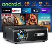 [Built-in Apps] Smart Projector 4k with WiFi and Bluetooth, VOPLLS 600ANSI Nativ