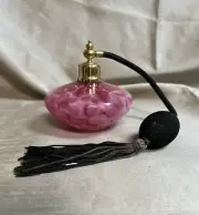 Pink & White Swirled Art Glass Perfume Atomizer