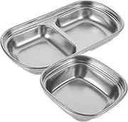 Mikinona Stainless Steel Seasoning Plate Set 2pc Mini Dishes for Kitchen Soy Sauce Dish Prep for Cooking