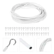 Screw Eyes Hooks Curtain Hanging Wire Curtain String White Window Cord