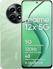 [realme] 12x 5G Smartphone 8+256 GB, 50MP AI Camera, 5G Dual SIM Dual Standby, TÜV SÜD 48-Month Fluency Protection, 120Hz Eye Comfort Display, 360° NFC, 5000 mAh Battery, Feather Green