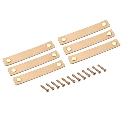 Drawer Pulls, 6.69" 6Pcs Leather Dresser Handles Door Knobs Cupboard Pull, Beige