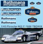 1/43 Decals for Porsche 962 C 1986 24H Le Mans Bell Holbert Stuck TBD909