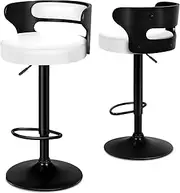 ALFORDSON 2X Bar Stool Adjustable Kitchen Counter Barstools Swivel Wooden Dining Chair Home Bar Dining Room Furniture in 61-82cm Seat Height with Anti-Slip Floor Protector (Ramiro Black & White)