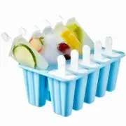 Popsicle Molds Silicone Ice Pop Molds Popsicle Mold Reusable Easy Release Ice Pop Maker(10 Cavities-Blue)