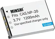 MINSHI NP-20 Battery Compatible with Casio NP-20，EX-M2，EX-M1，EX-S3，EX-S2，EX-S1，EX-S880 【 3.7V 1200mAh 】 High Efficiency Battery