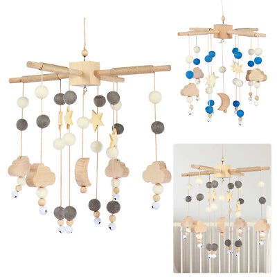 Baby Crib Mobile for 0 to 12 Months Baby Wooden Wind Chime Bed Bell Felt xdTzT