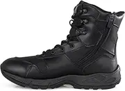 [QUNLON] Tactical Military Combat Boots for Men Lightweight 8‘’ Army Work Motorcycle Boots with Side Zipper for Desert Jungle Outdoor, Black, 11