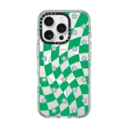 iPhone 16 Pro Clear Case MagSafe Compatible Checkered Floral Case