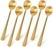 6 Pcs Espresso Spoons Matte Dessert Spoon Mini Coffee Spoon 5.1 inch Stainless Steel Satin Finish Coffee Spoons Teaspoons Set Coffee Stirring Tea Spoons for Ice Cream Dessert(Matte Gold)